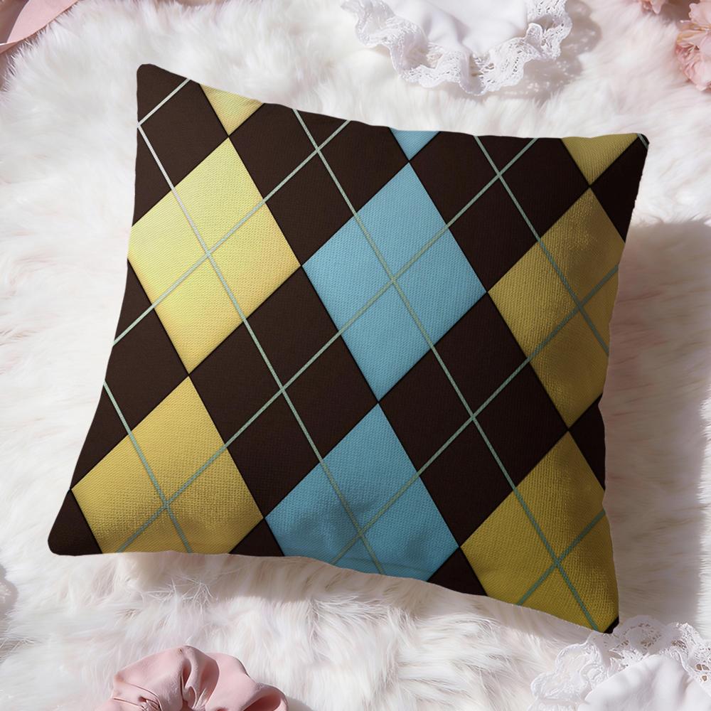 Argyle Cushion Cover Premium Comfort Reversible Pillow Cove Two in One Design for Any Room Car Interior