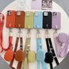 Кошелек-чехол на ремешке через плечо из кожи для iPhone 16 Pro Max 15 16e 11 13 12 14 SE 2026 Plus Чехол Ремешок Карманная Сумка Сумка на Молнии