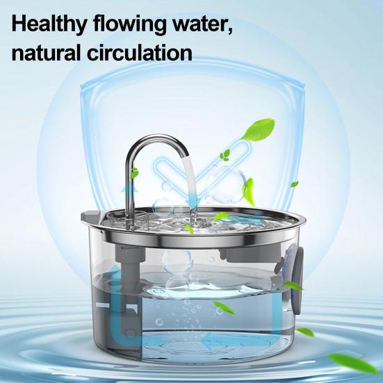 3.2L Dog Water Fountain Stainless Steel Quiet Pet Fountain with Quadruple Filtration Splash-Free Purification Fountain with Visual Water Level