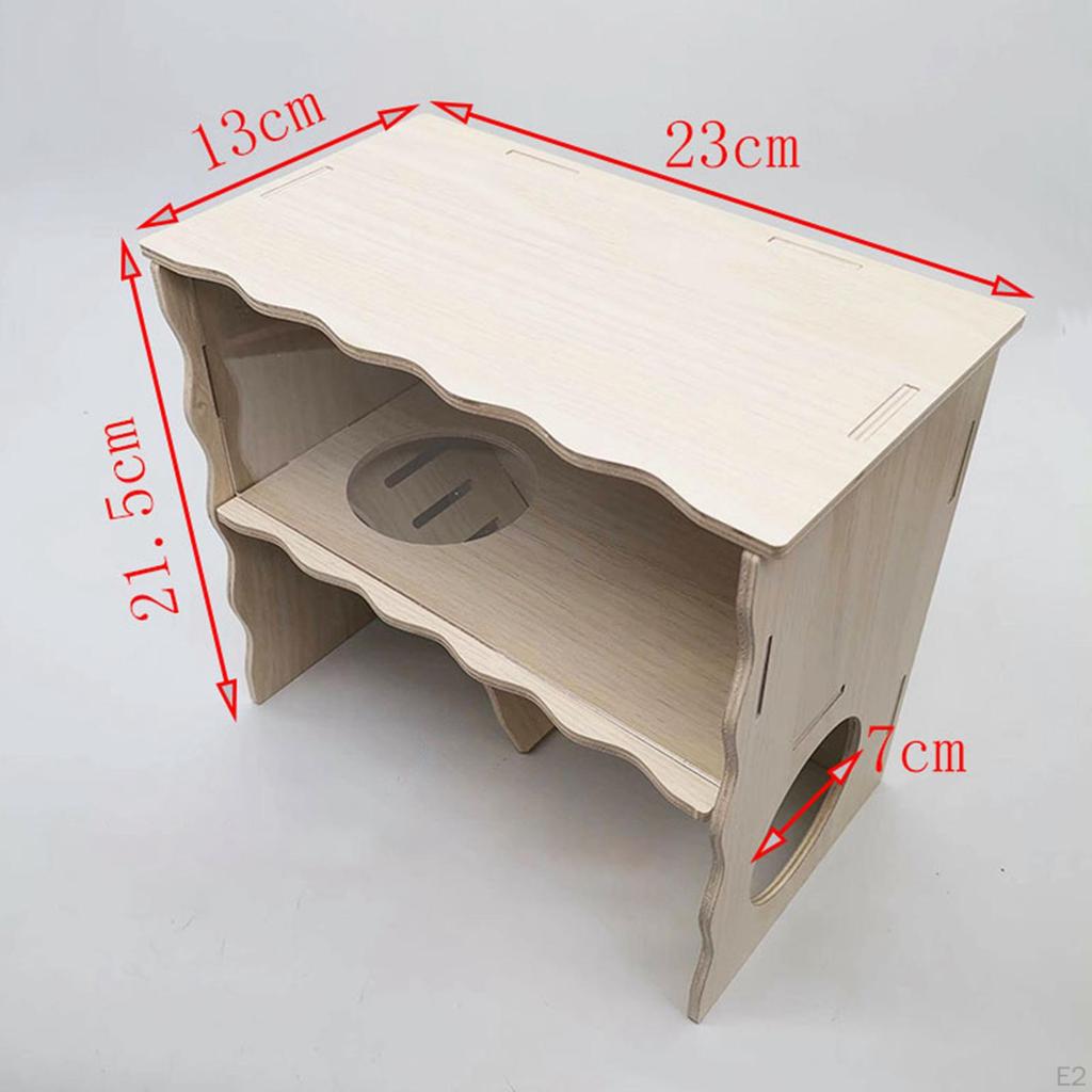 Hamster Hideout Cage, Pets Wooden House with Ladder, Small Animal Habitat