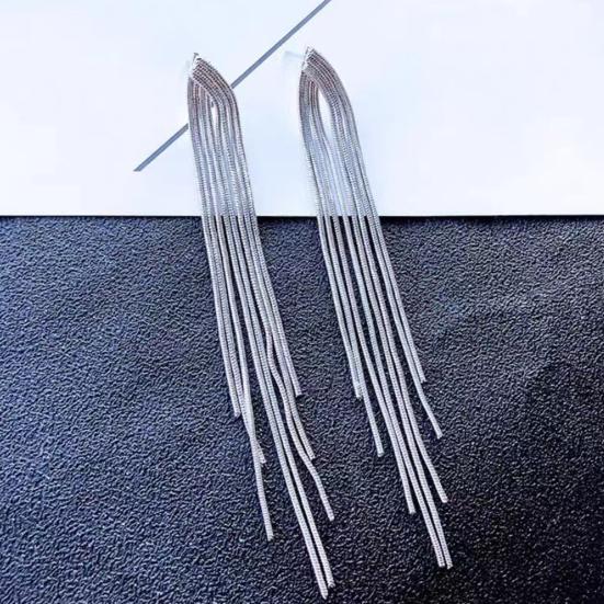 1 Pair Dangle Earrings Elegant Hypoallergenic Minimalism Temperament High Gloss Gift Fashion Jewelry Bohemian Metal Tassels Women Drop Earrings