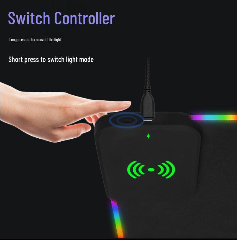 Anime Luminous Wireless Charging Mouse Pad - Large Gaming & Office Desk Mat