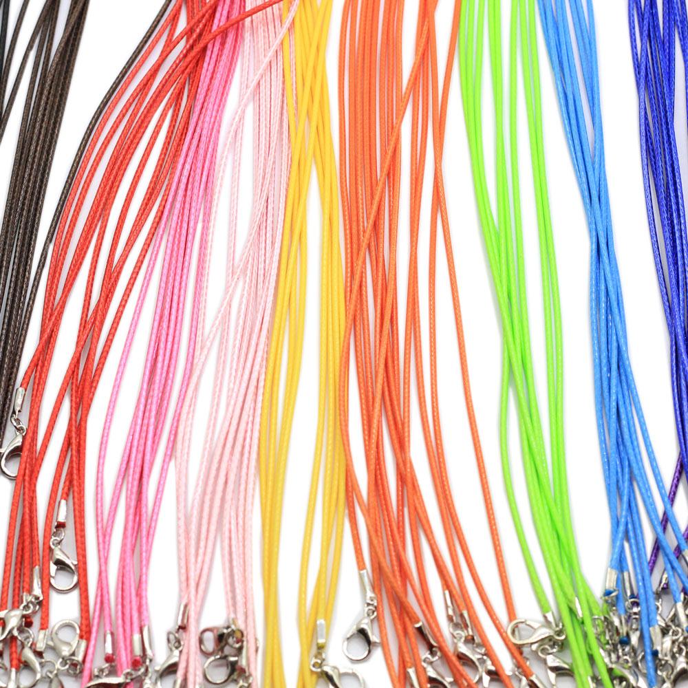 100 Pcs/lot Leather Chains Bracelet Pendant Charms With Lobster Clasp DIY Jewelry Making Findings String Cord 1.5 mm