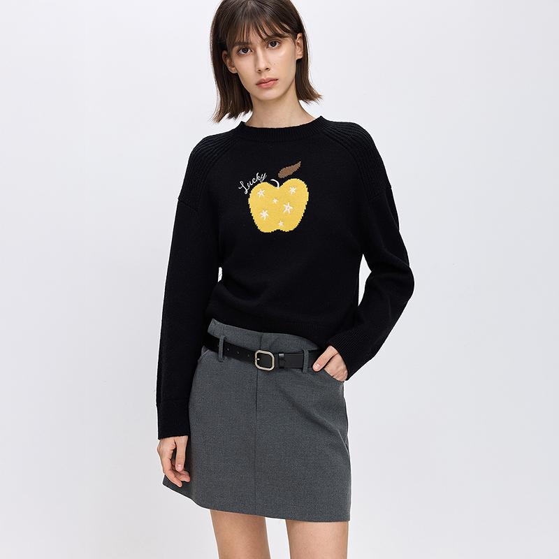 LILY contrasting embroidery knitted sweater for women