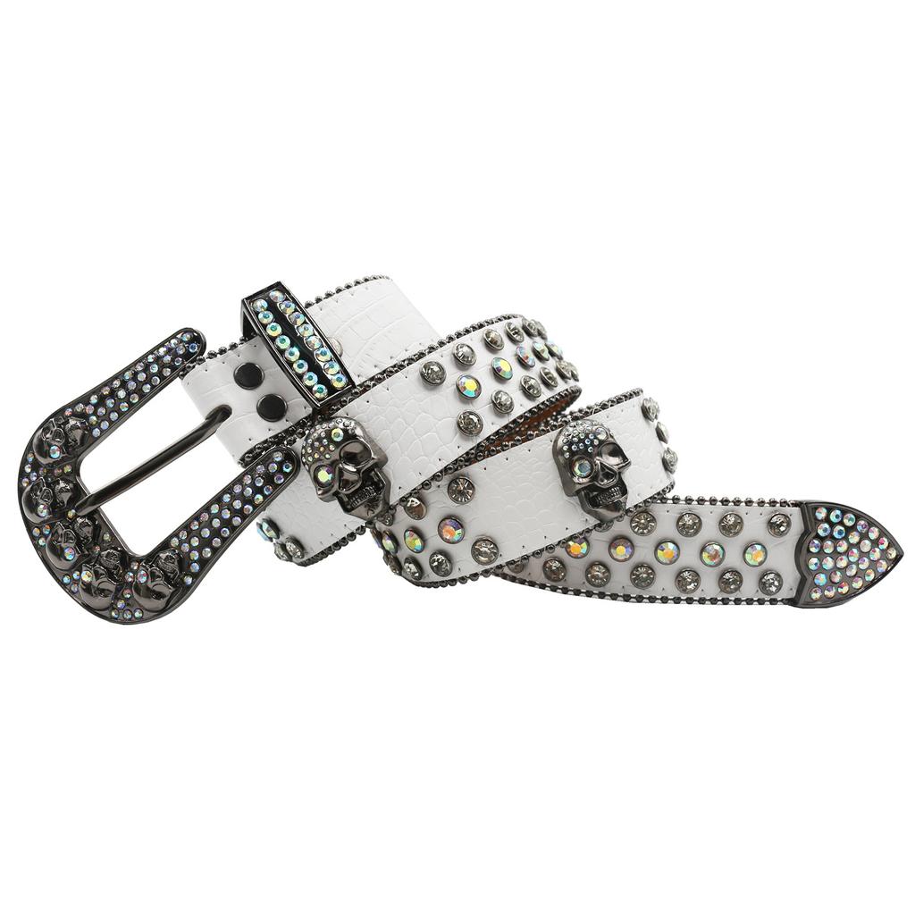 BB Ремень Европейский и американский Темная резная пряжка Инкрустация стразами Ремень Ins Пайетки Панк Хип-хоп Декоративный ремень с заклепками