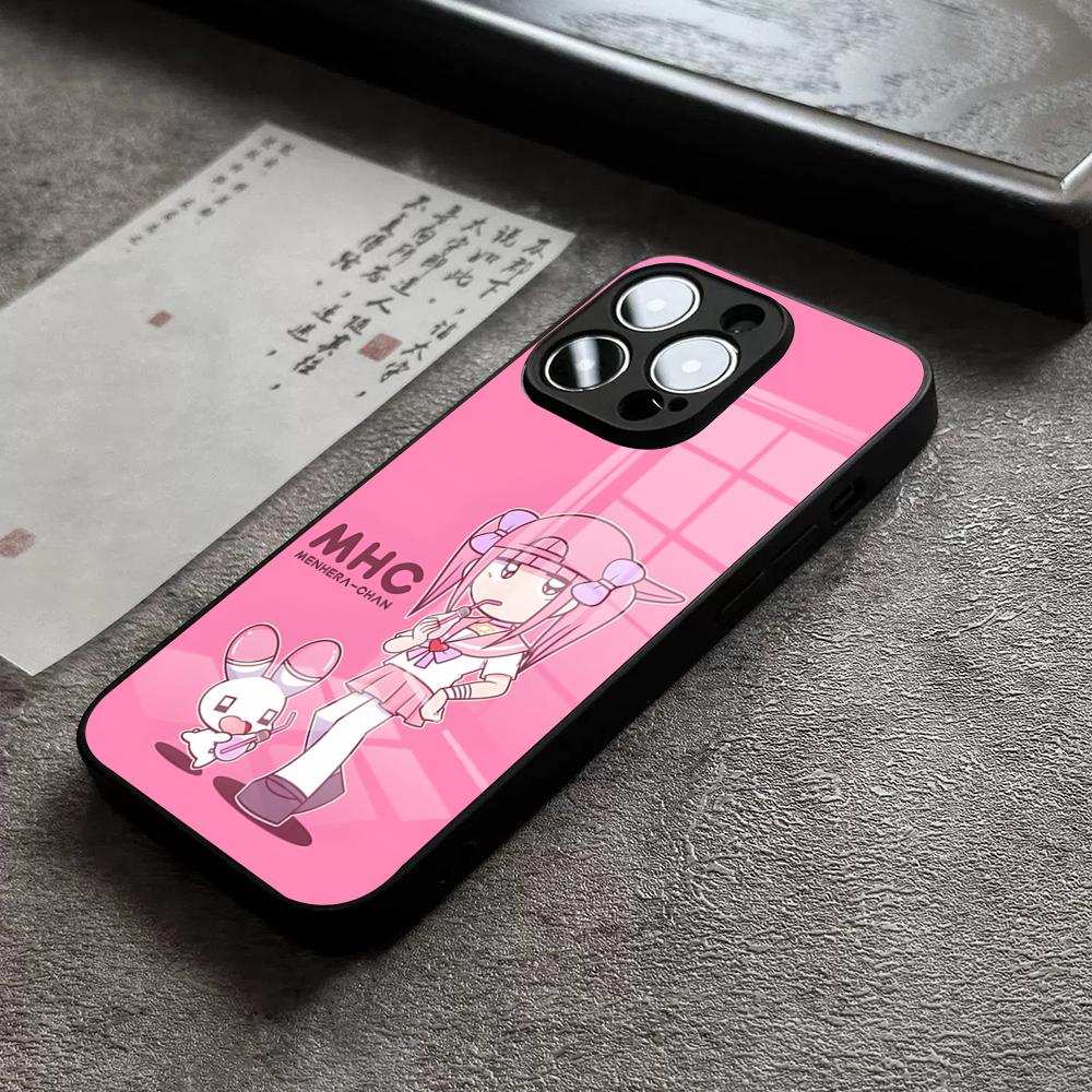 M-Menhera Chan Комикс Чехол для телефона Для iPhone 16 Pro Max 15 Plus 14 Pro 12 11 13 Mini X XR XS Max 8 7 Plus SE Стеклянная крышка