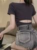 Супер горячий короткий топ женский летний сексуальный кроп-топ в стиле babes с открытой спиной базовая футболка однотонная универсальная короткорукавка женская