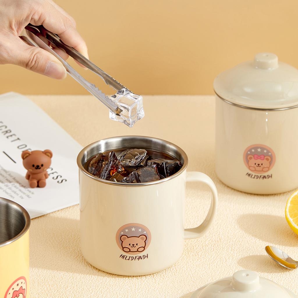 Милая чашка для воды с рисунком для ребенка, тамблер из нержавеющей стали 304, прочная кружка для питья с крышкой 410 мл, съемная кофейная кружка