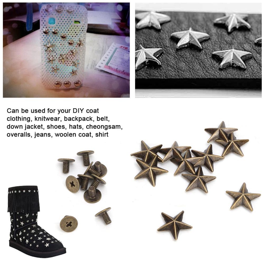 50pcs Metal Metal Star Stud 14mm Leathercraft Rivets Crafts Rivet Spike Screw DIY Decoration