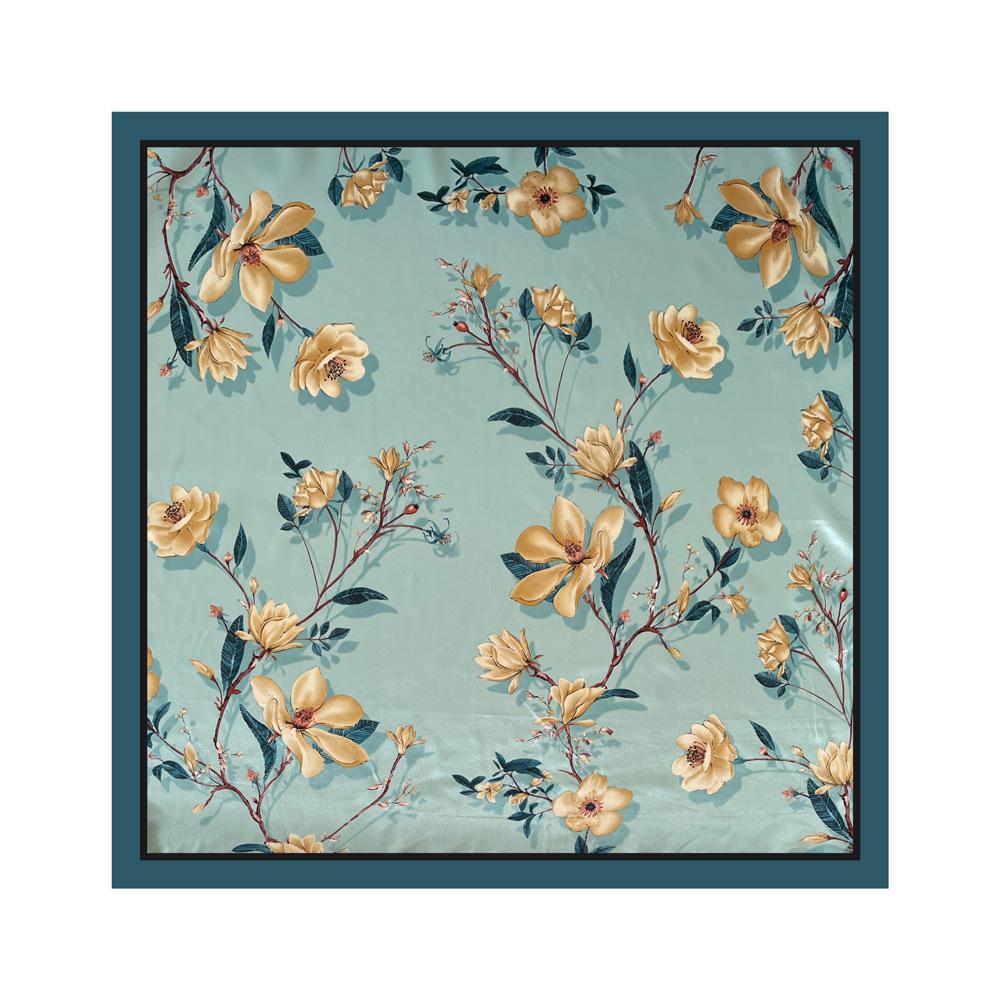 Women's silk scarf large square scarf fashion floral print vintage headscarf faux silk satin scarf