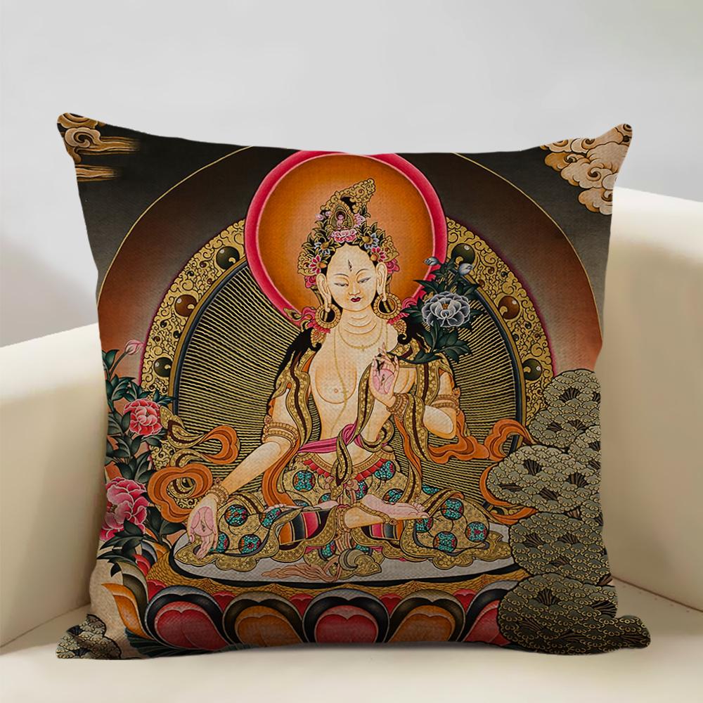 Home Decor Cushion Cover 45x45cm Pillowcase Decoration Buddhist Portrait Art Pattern Home Textile Pillow Cases