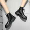 Fashion Black Short Shoes for Women Footwear Combat Female Ankle Boots Lace-up Chunky with Laces Booties Biker Punk Style Platform Y2k