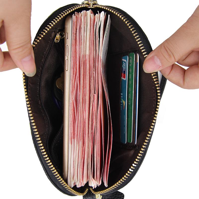 Женский однотонный клатч из кожи, сумка-ракушка, модный повседневный кожаный кошелек большой емкости