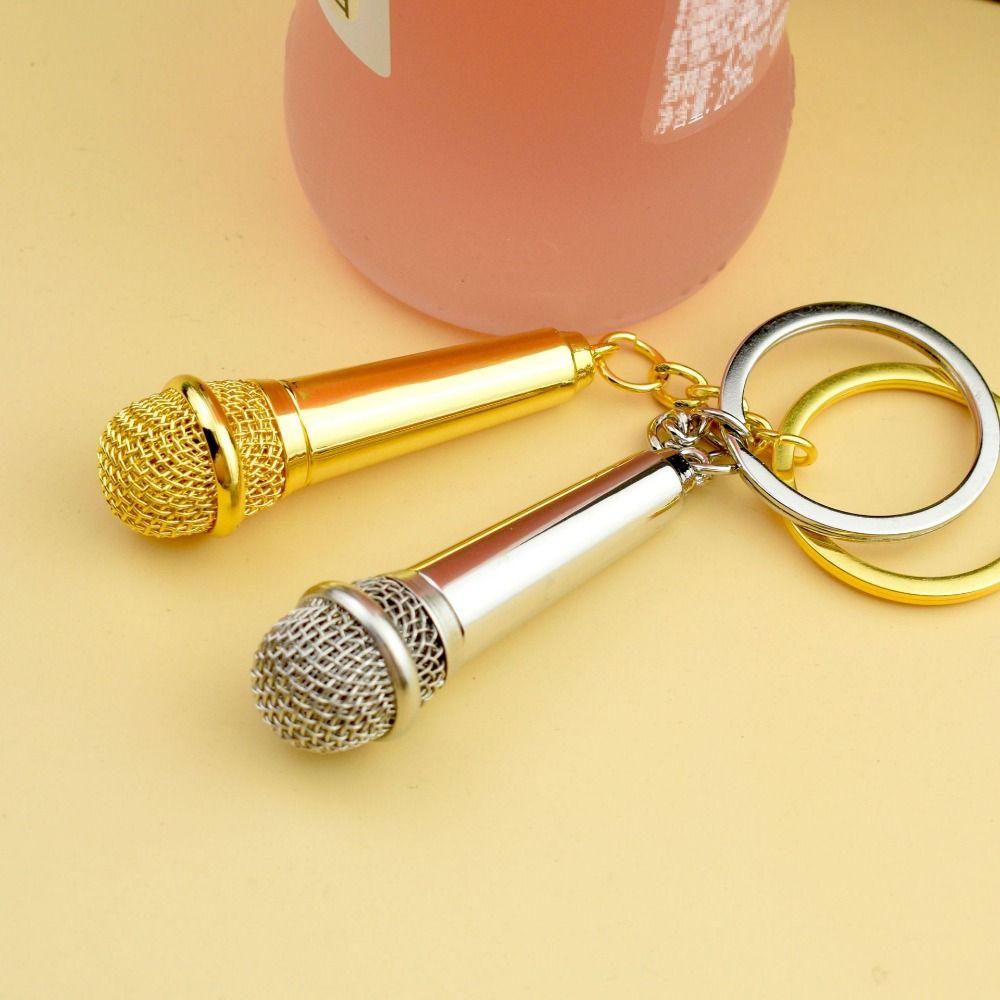 Fashion Car Key Holder Personalized Pendent Key Chain Microphone Key Ring Music Gifts Key Chain