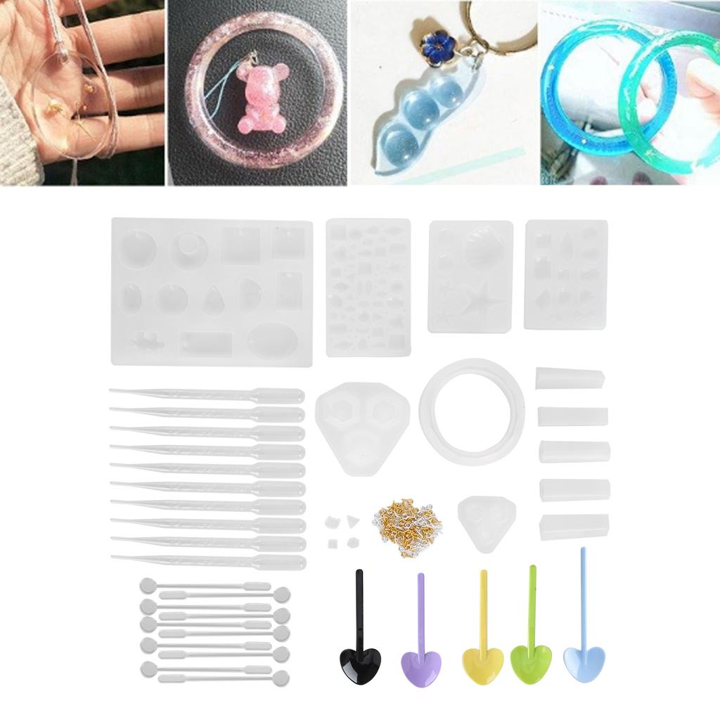 141Pcs DIY Crystal Epoxy Tool Set Pendants Jewelry Crafts Hand made Silicone Molds
