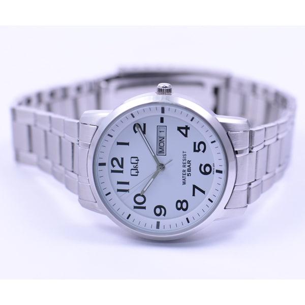 Citizen Мужская W474-204 ( Часы Q&Q Модель из нержавеющей стали) Круглые часы из серебристой нержавеющей стали, аналоговые