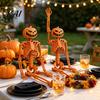 Hard Plastic Skeleton 40cm Pumpkin Head for Halloween Decoration, Movable Joint Flexible Jointed Figure Skull Figurine with Hanging Lanyard,