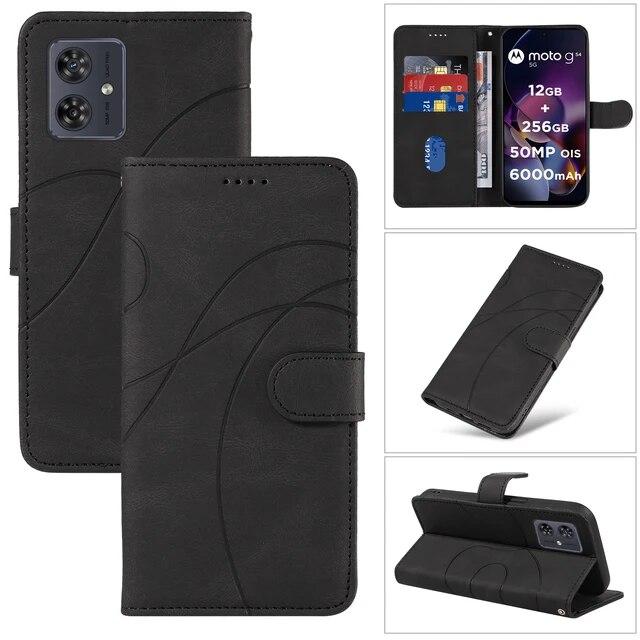 G 84 54 14 Flip Magnetic Cards Solt Wallet Leather Case for Motorola Moto G84 G54 G32 G14 G73 G13 G23 G53 Curved Lines Book Kickstand Holder Cover
