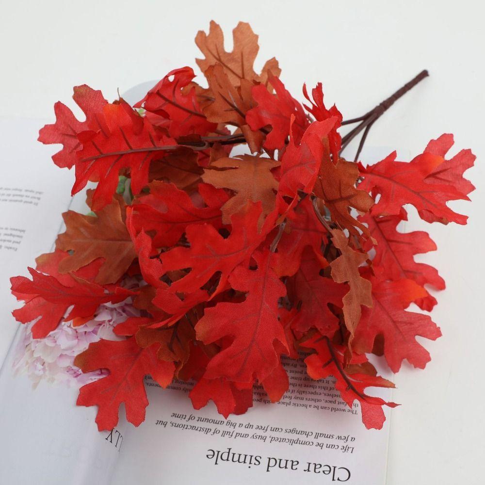 2PCS Fabric Autumn Fallen Decor Maple Leaf Shape Simulated Maple Leaf Garland for Thanksgiving