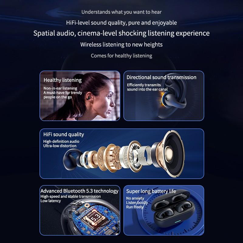 Наушники Bluetooth-клипсы HiFi стереонаушники Спортивные водонепроницаемые сенсорные наушники