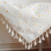 1 Piece Rustic Pastoral-style Cotton and Linen Tablecloth - Rectangular for Household Dining Tables and Coffee Tables, with Tassel Trim