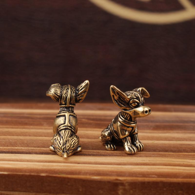 Bronze Sculpture Solid Copper Puppy Brass Ornaments Zodiac Dog Ornaments Antique Old Brass Tea Pet Small Ornaments