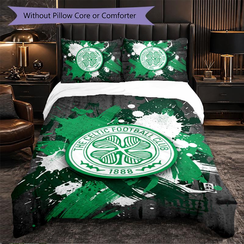 Celtic FC Themed Bedding 3Pcs Duvet Cover Set Decorative Bed Linen For Teen Room Home Decoration