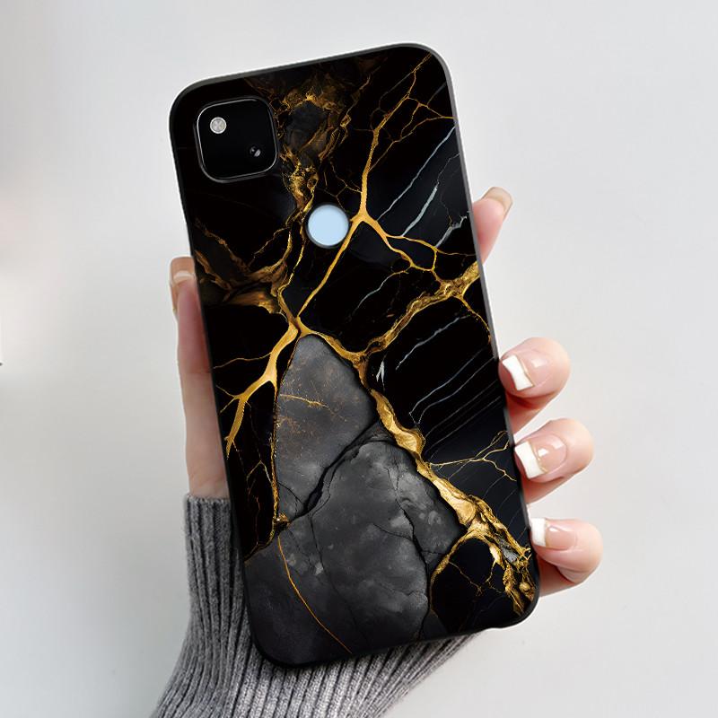 Для Google Pixel 4a 4G Чехол Роскошный Милый Кролик с Сердечками Забавный Мягкий Черный Матовый ТПУ Силиконовый Задний Защитный Чехол Тонкий