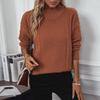 Women's Half Turtleneck Slit Sweater Autumn and Winter New European and American Loose Long-sleeved Pullover Sweater for Women