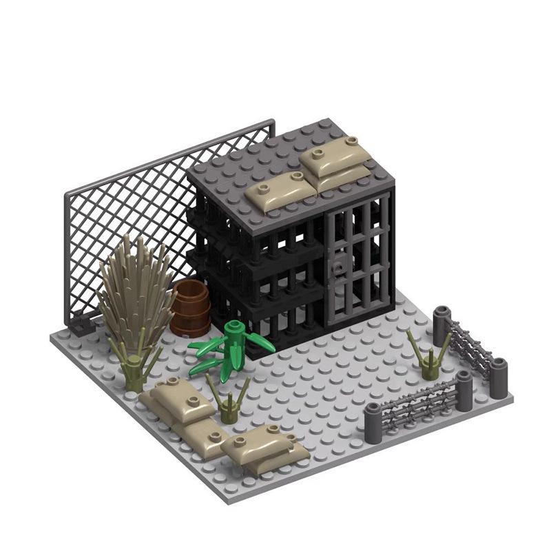WWII Military Base Building Blocks Set: Observation Tower & Machine Gun Assembly Blocks