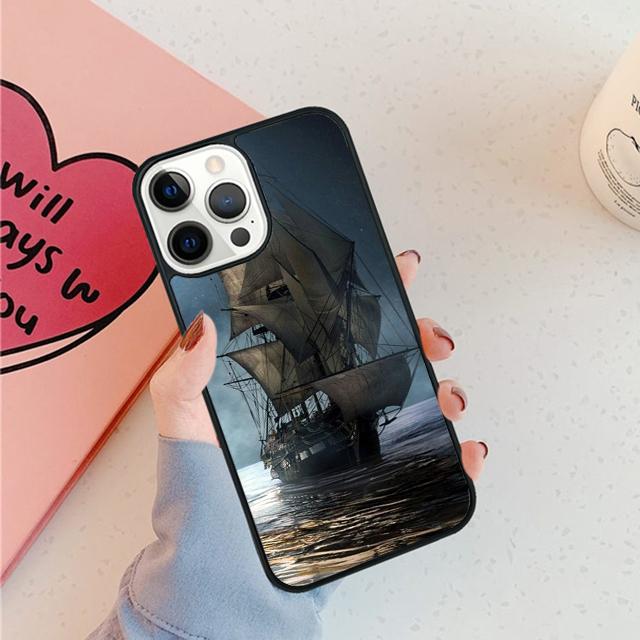 Старый корабль в лунную ночь на море Чехол для телефона Для iPhone 17 Air 15 16 16e 11 12 13 14 Pro Max Чехол Для iPhone 17 Air Max Plus Fundas