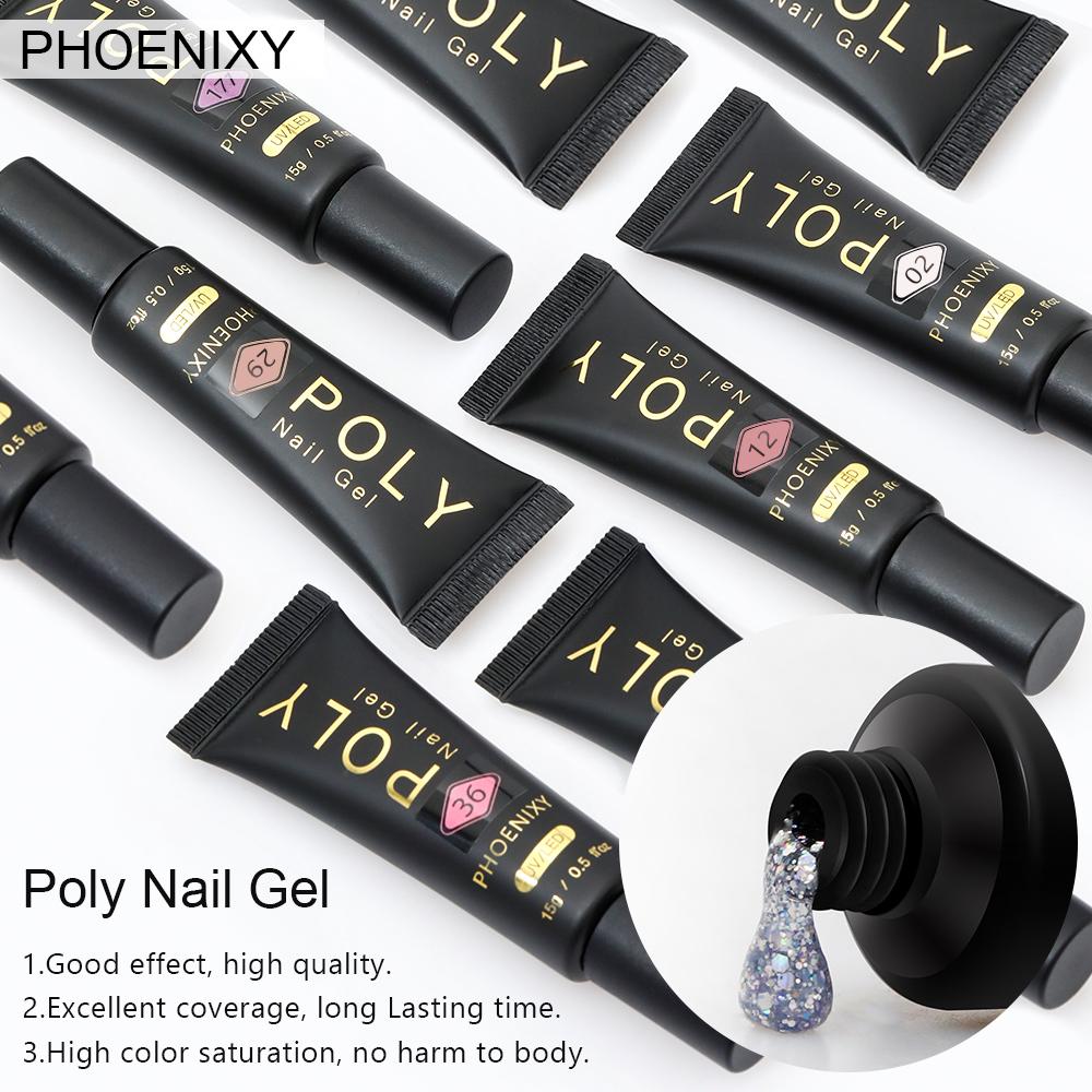 PHOENIXY Gel Nail Extension 15ml Soak Off UV LED Nail Gel For Nail Art Quick Building Colorful Gel Nail Extension Design Manicure