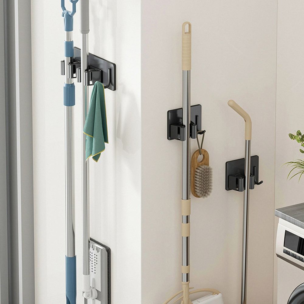 Waterproof Broom Rack Wall Mounted Broom Hanger Multi-Purpose Mop Broom Holder Kitchen
