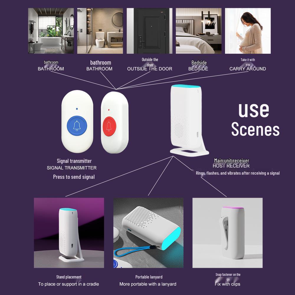 Boying D320 Wireless Emergency Call System: Waterproof Flash Vibration Two-to-One Doorbell for Elderly
