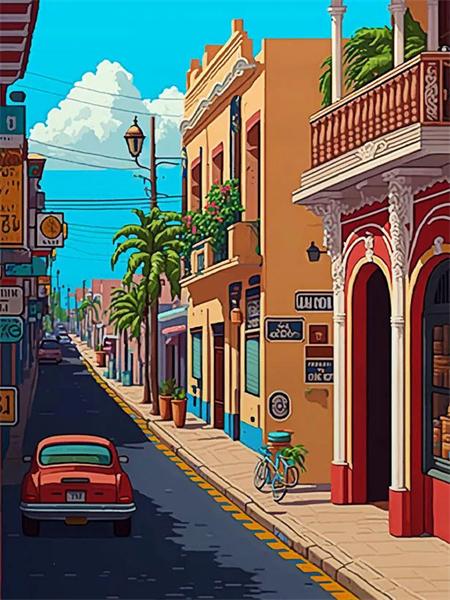 Diy Алмазная картина Мозаика Дом Улица Полный квадрат Круглая вышивка Мозаика Пейзаж Домашний декор