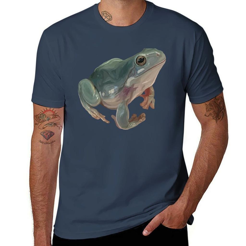 Happy Australian Green Tree Frog Tshirt Casual Street Style Short Sleeve Tee