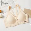 Women's Seamless Bra Deep V Neck Bra Front Button Bra Sports Invisible Push Up Top Women