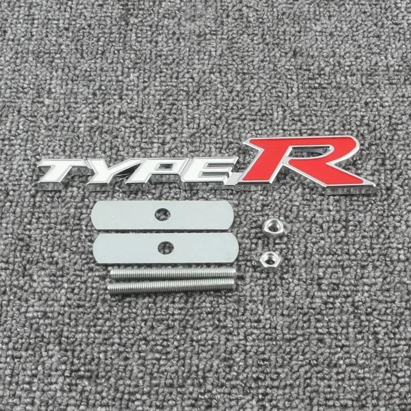 3D Metal Type R Logo Car Rear Trunk Front Grill Badge Emblem Sticker Decals For Honda Civic Fit Accord TypeR Accessories CTI4
