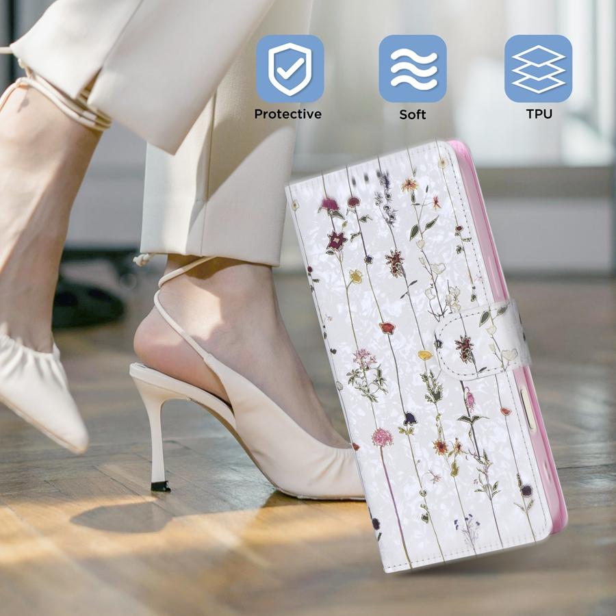 Роскошный тисненый цветочный браслет чехол для телефона iPhone 16 15 14 13 12 11 Samsung S25 S24 S23 A16 A15 A14 A56 A55 RFID блокирующий держатель для карт кошелек