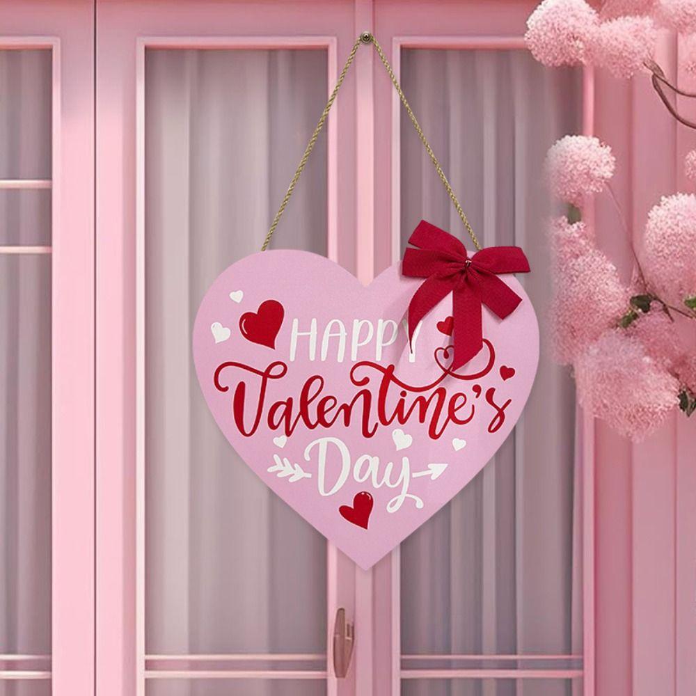 Handmade Red Heart Hanging Ornament Wooden Letter Front Door Sign  Wedding Party