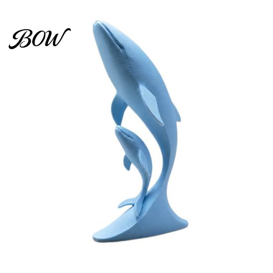 Whale Art for Nursery Decor 3D Printed Ornaments, Mother And Child Figurines, Modern Minimalist Double Sculpture Home Office Decorative Figurine