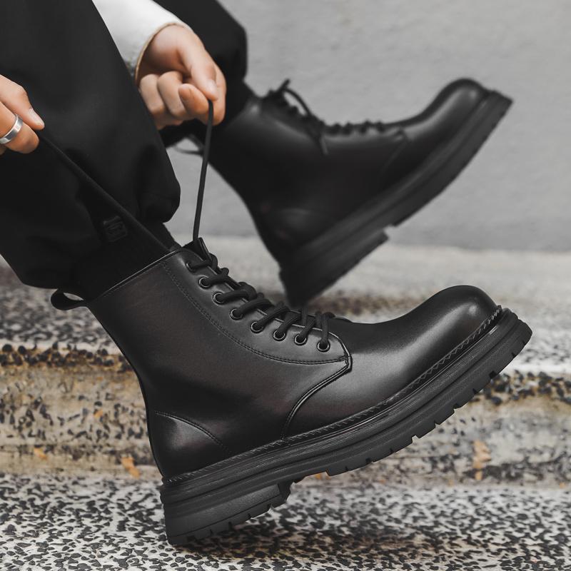 Мужские туфли на шнуровке, кожаные модные высокие туфли, мужские мотоциклетные ботинки ручной работы, роскошные брендовые мужские зимние плюшевые ботинки для снега