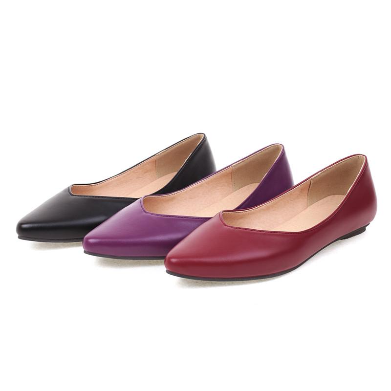 Women's Flat-soled Single Shoes Spring and Summer Pointed Shallow Mouth Large Size Casual Low-top Shoes