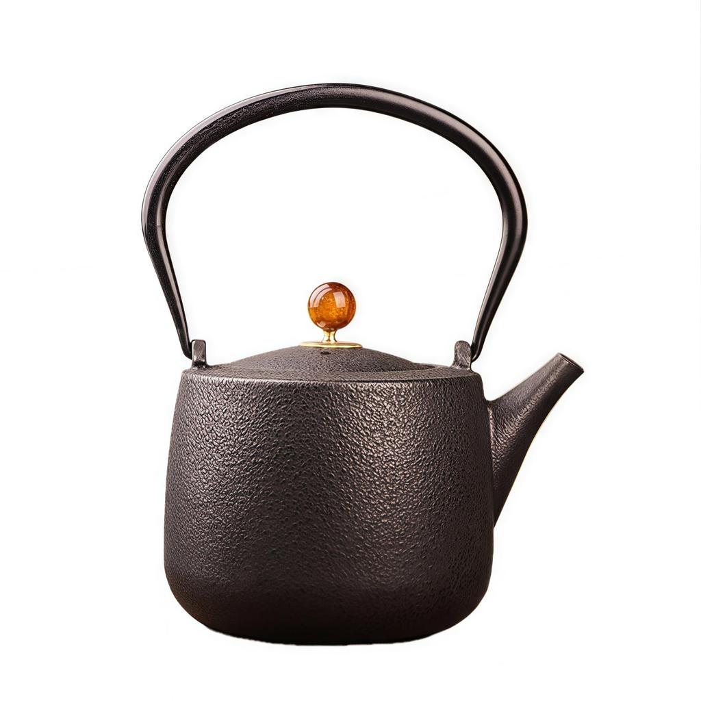 OULOVECO Cast Iron Teapot, 1200ml Capacity, Large Capacity, Suitable for Direct Heat and Induction Cooktops, Includes 304 Stainless Steel Filter,