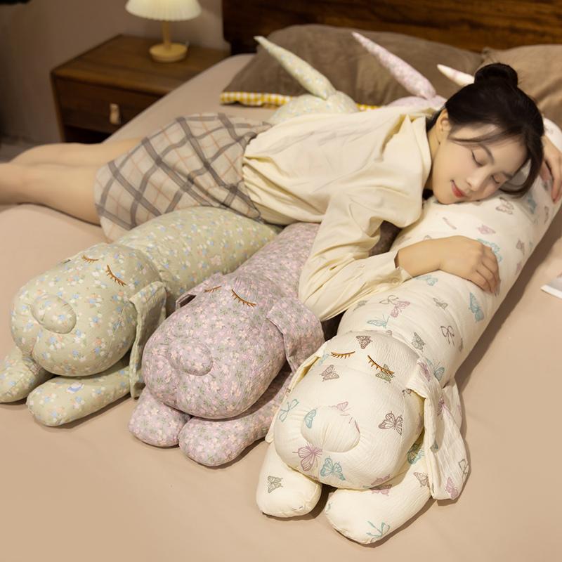 Floral Printing Puppy Cuddly Hurl Bolster Pure Cotton Filled Long Cushion Comfortable Sleepy Pal Pretty Sleeping Space Ornament