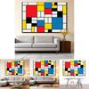 Red Yellow Blue Abstract Grid Artwork For Living Room Decor