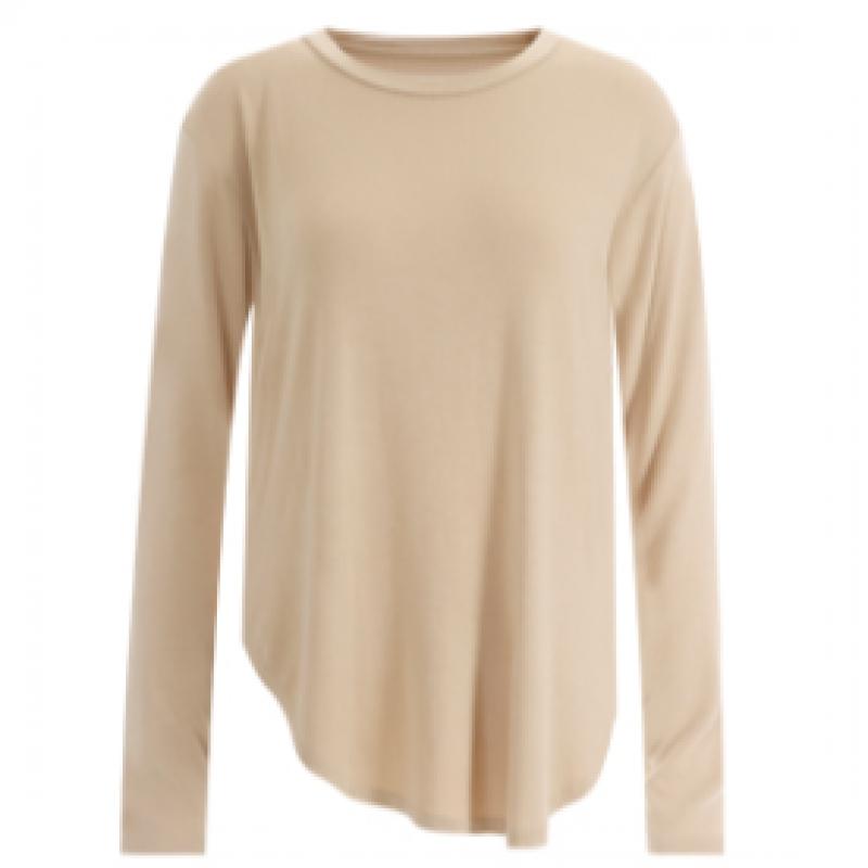 Shop Women Yoga Long Sleeve T shirT Round sliT Hip Cover Rnf Wsh 11860 Pink