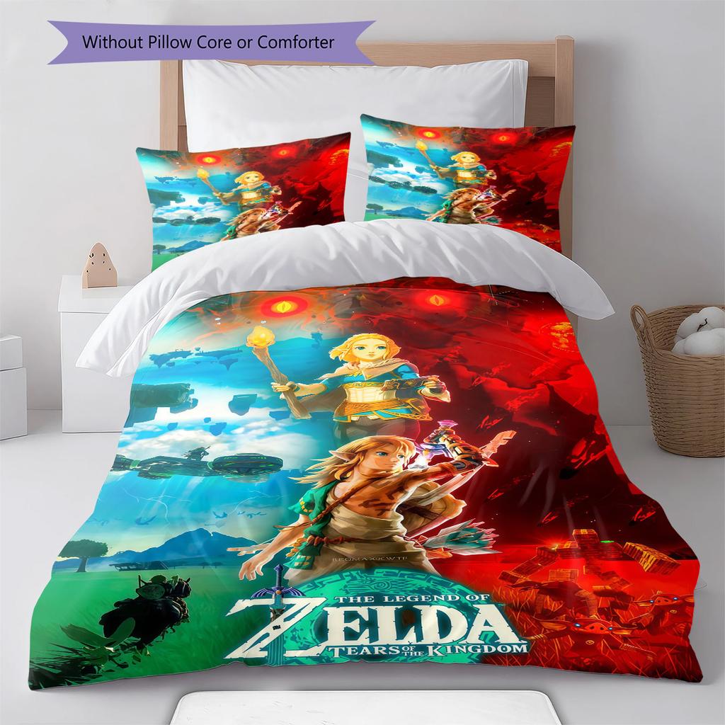 Triforce Bedding Quilt Set Quilt Cover Pillowcase Home Decoration Birthday Gift (1 * duvet cover + 2 * pillowcase, without core)