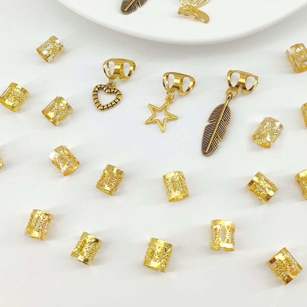 26pcs Dread Locks Hollow Out Hair Ring Hair Braiding Hair Braid Tubes Dreadlocks Beads  Decor