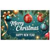 Merry Christmas Banner Colorful Ornaments Holiday Banner Christmas Party Banner Gold Bows For Indoor Decoration Office Home